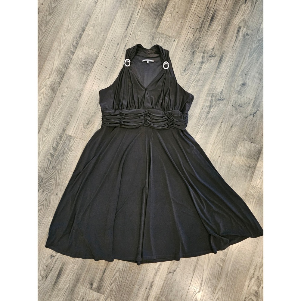 Jones Wear Dress Black Sleeveless Ruched Cocktail Party Plus sz 22W Wedding